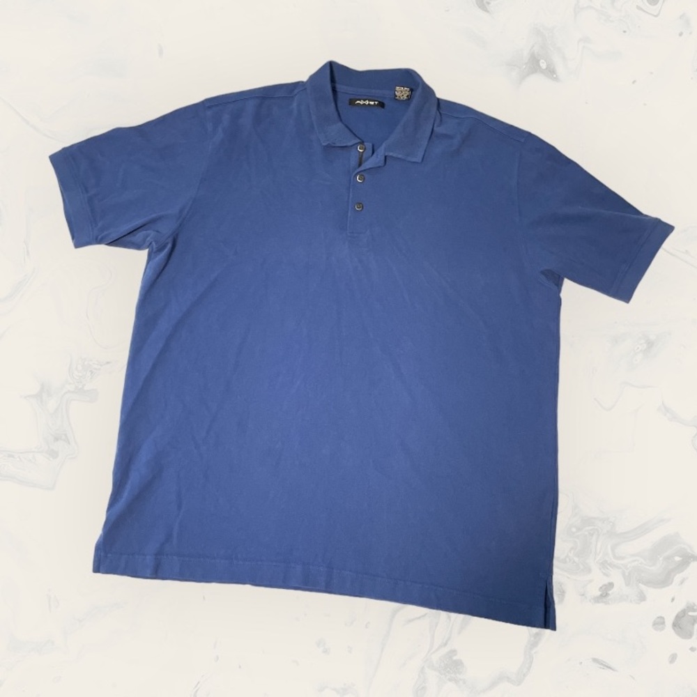 Axist Men Polo Shirt Royal Blue Collar Short Sleeve Size 2 X-Large, Cotton